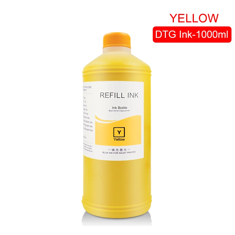 Yellow 1000 мл чернила dtg для рисования на ткани одежды чернила для DX5 DX6 DX7 DX10 печатающая головка для Epson 1390 R1900 R2000 F2000 F2100(7 видов цветов на выбор - Цвет: Yellow