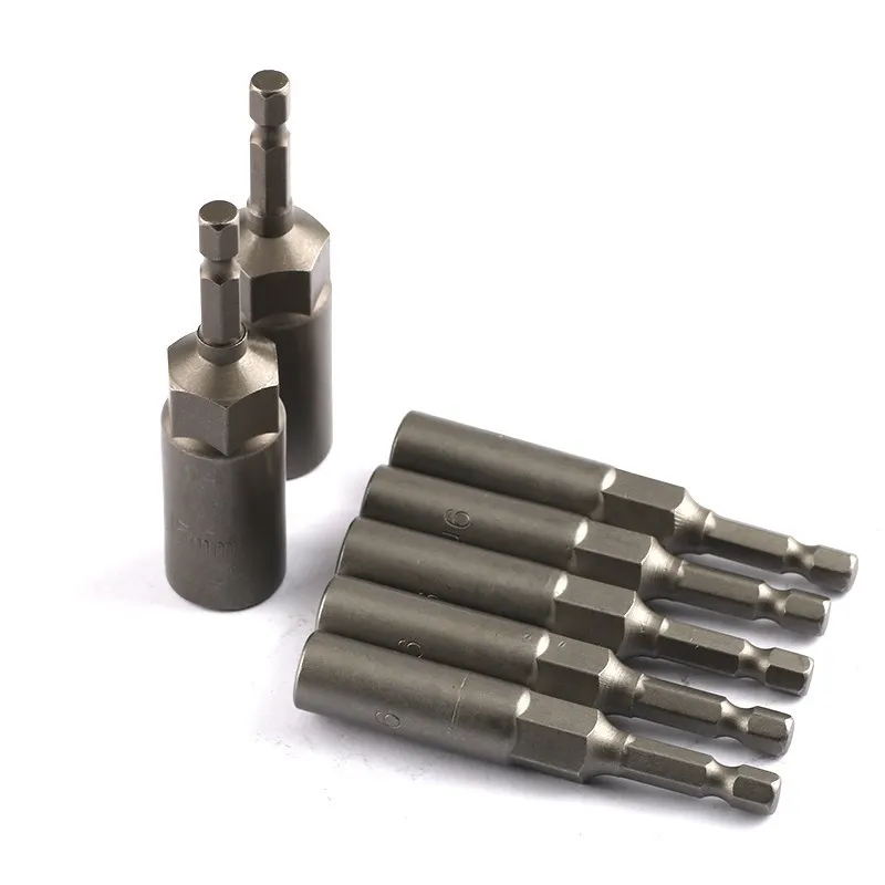 6 pièces 6mm-17mm 80mm longueur Extra profonde boulon écrou jeu de bits métrique 1/4 6.35mm hexagonale tige Impact douille adaptateur pour outils électriques