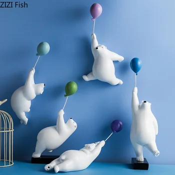 

Creative Nordic Resin Cartoon Polar bear balloon Wall decoration Wall mount Modern home Background wall Children's room