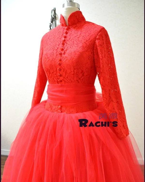 Романтический Casamento; lace vestido de noiva мусульманские Длинные рукава с высоким воротом, держащих букет невесты на свадьбе, свадебное платье платья для матери невесты