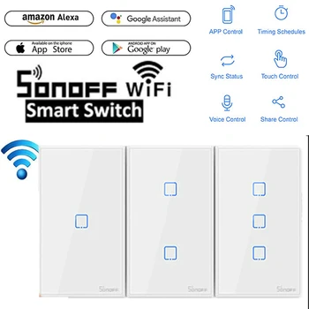 

SONOFF T2 T3 Remote RF Control EU/US Wifi Smart Light Lamp Switch Touch Screen Ewelink Smart Home With Alexa Google Smart Home