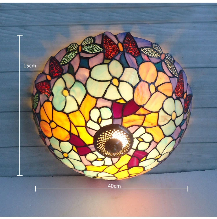 

Mediterranean Sea stained glass tiffany European style Baroque lilac Ceiling lights 30 40 50cm LED bulbs lamp bedroom lighting