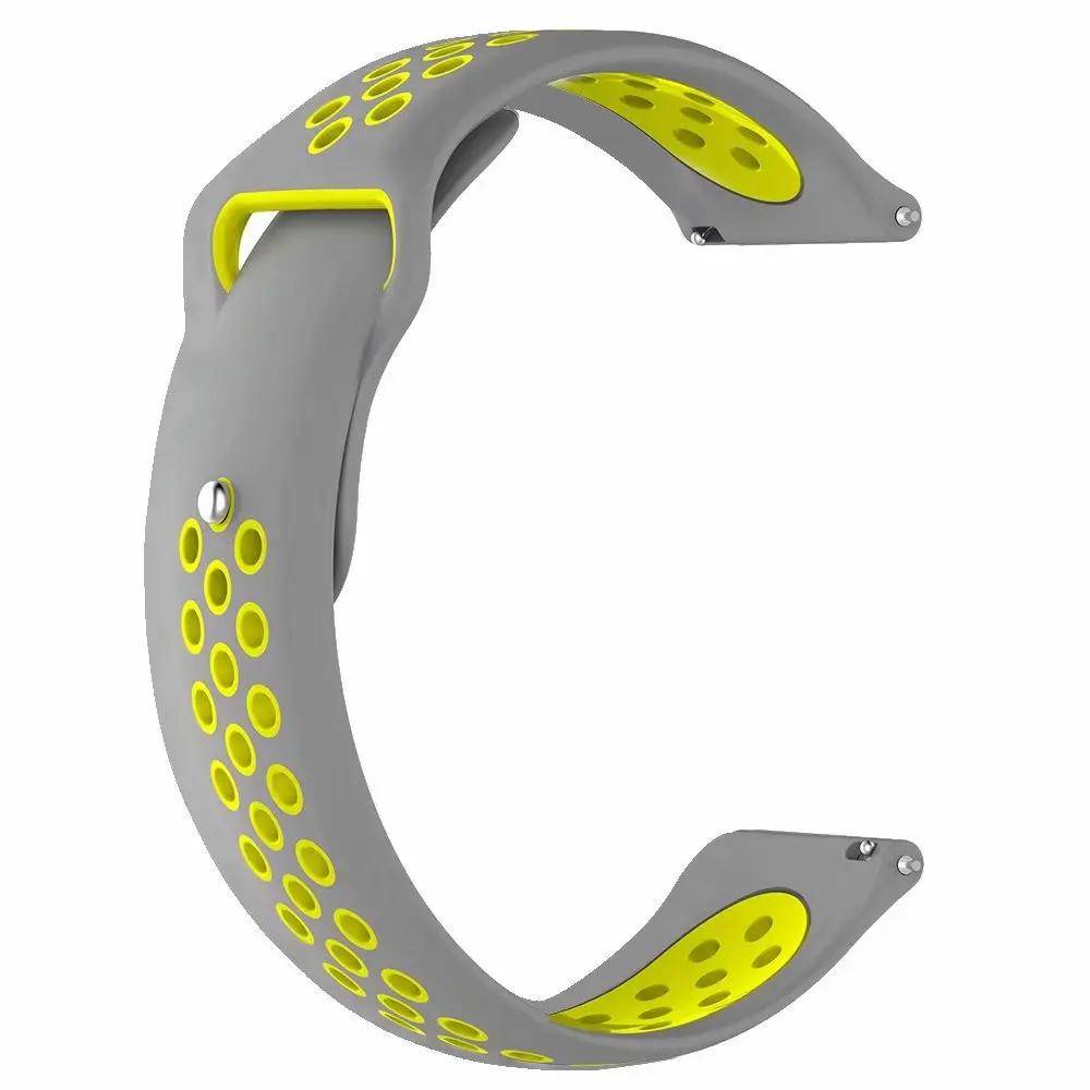 gray yellow 22/20 мм Huami Amazfit band для samsung Шестерни спортивные S2 S3 Galaxy часы активное 2 42 мм 46 мм силиконовый ремешок для часов для Pebble Time huawei gt - Цвет ремешка: gray yellow