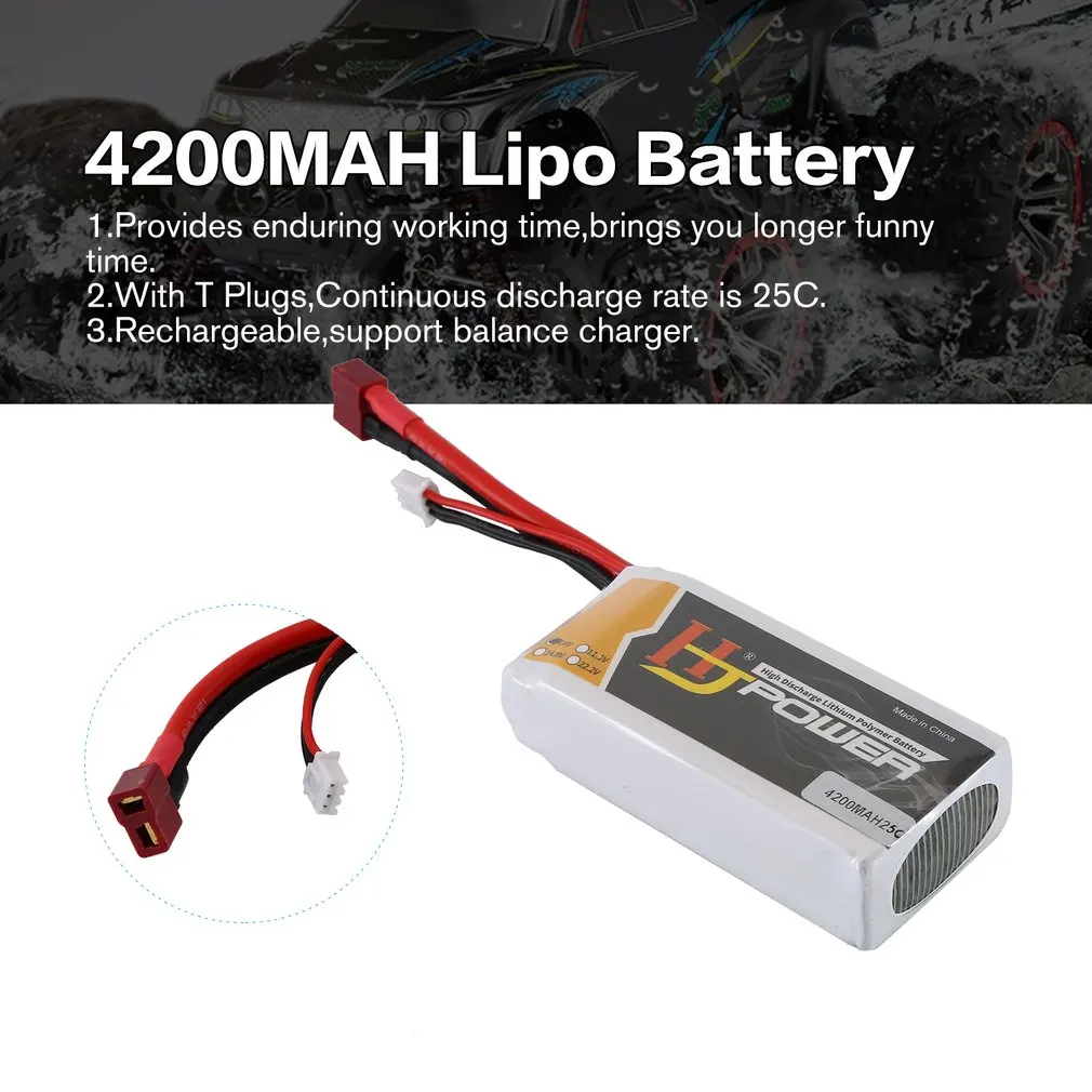 4200MAH 7,4 V 25C T plug Lipo батарея для WLTOYS 12428 12429 моделей автомобилей запасные части заменить аккумуляторные батареи