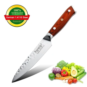 

SUNNECKO 5'' Utility Knife German 1.4116 Steel Hammer Blade Kitchen Knives Color Wood Handle Multi-purpose Cutter Fruit Knives