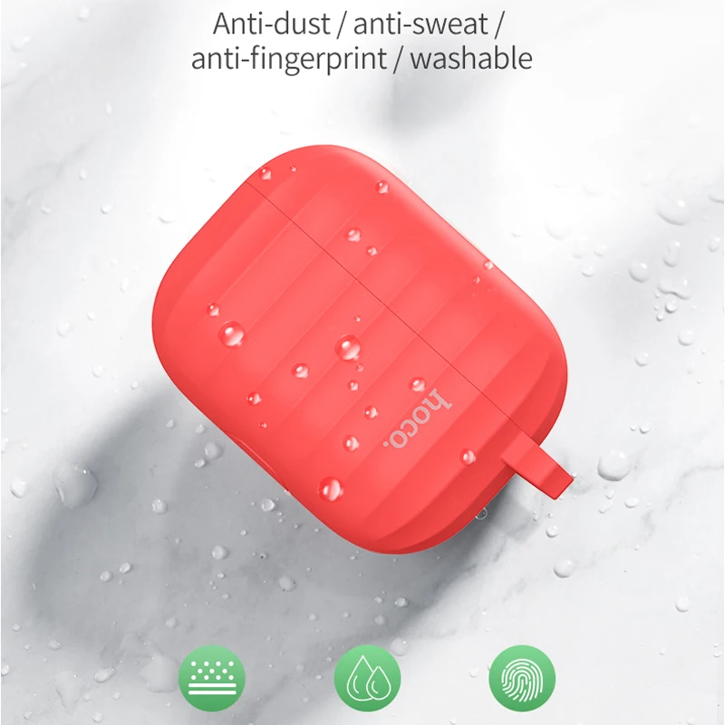 Чехол для наушников HOCO для Apple Airpods pro, мягкий силиконовый чехол, цветной ультратонкий протектор для Air pods pro, чехол с защитой от потери