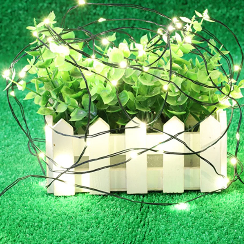 Водонепроницаемый ПВХ мягкий медный провод струна открытый сад наружная светящаяся гирлянда с солнечной батареей Рождественский день декоративная струна