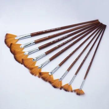 

Fan Brush for Painting Soft Anti-Shedding Nylon Brush Tip Birch Handle Paint Brush for Watercolor Oil Painting Pack of 9 PCS