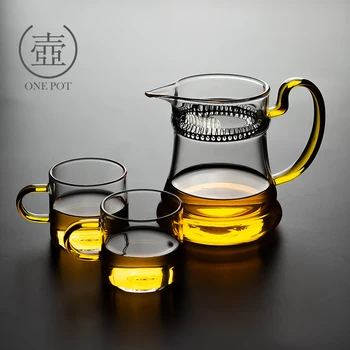 

Glass fair cup high temperature resistant thickened filter stainless steel teapot set tea separator tea set accessories