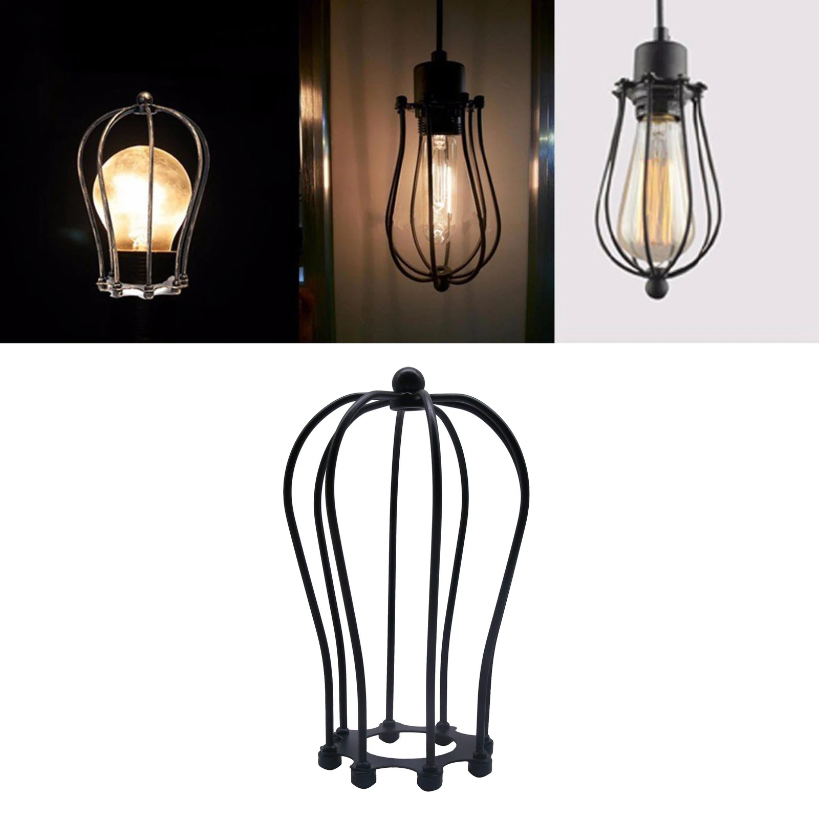 Metal Guard for Ceiling Lamp, Pendant String Light and Vintage Lamp Shades/Cover, Industrial Wire Fixture Iron Bird Cage
