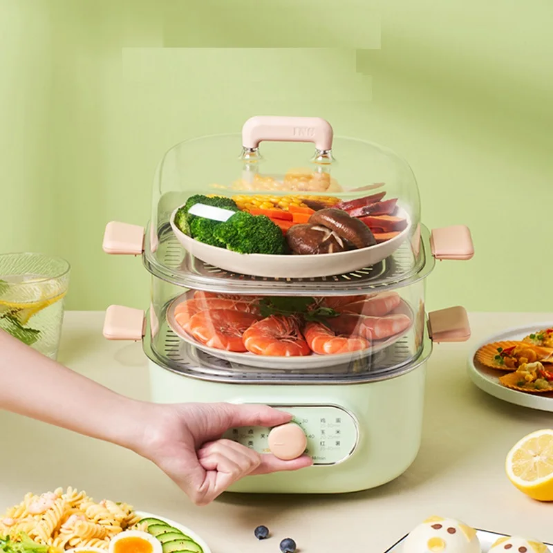 220V Household Electric Steaming Machine 2 Layers Multi Cooker Stainless Steel Inner Steam Cooking Pot