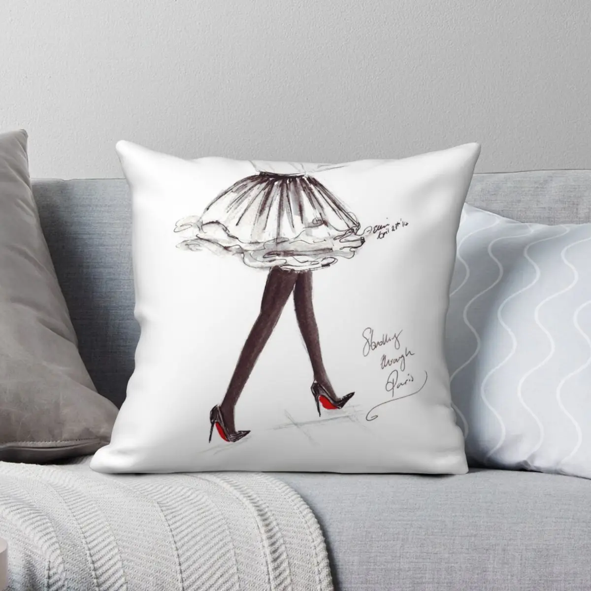 Titaned Walking In Louboutins Federa Quadrata Poliestere Lino Velluto Modello Zip Decor Federa Per Cuscino Da Letto 45X45