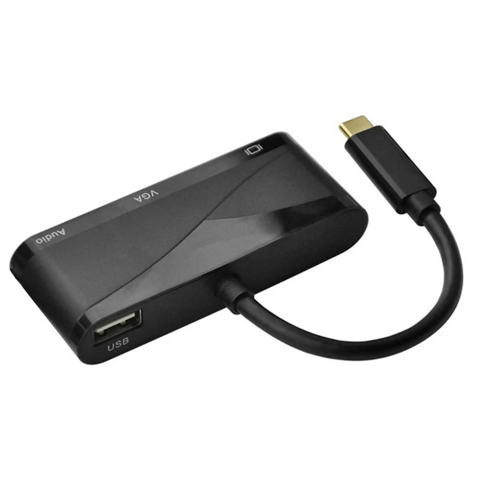 Портативный 5 в 1 4K USB 3,1 type C к HDMI/VGA/аудио кабель адаптер цифровой аудио декодер хорошая производительность прочный пеходник