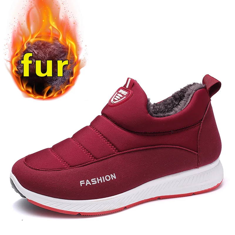 Women Shoes Sneakers Snow-Boots Warm Flat Winter Female Waterproof Ankle Slip-On Plush-Fur