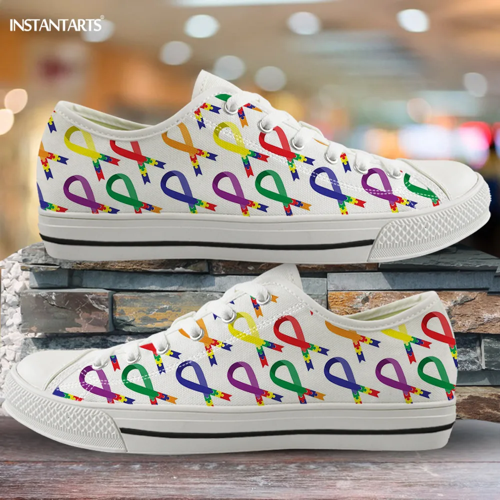 

INSTANTARTS Awareness Ribbons Clip Art Print Women Canvas Shoes Low Top Comfortable Walk Flats Shoe Casual Lace Up Sneakers