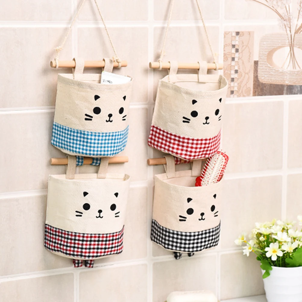 

Cotton and Linen Cartoon Hanging Storage Bag Toy Storage Organizer Holder for Bathroom Wall Living Room (Pattern 3)
