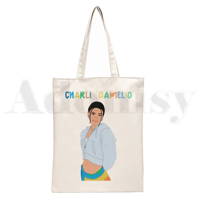 Ice Coffee Splatter Charli Damelio Harajuku Anime Handbags Shoulder Bags Casual Shopping Girls Handbag Women Elegant Canvas Bag L