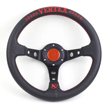 

Leather Steering Wheel 13inch 330mm Deep Dish Embroidery Blue Red Vertex Tuning Drifting Sport Racing Steering Wheel