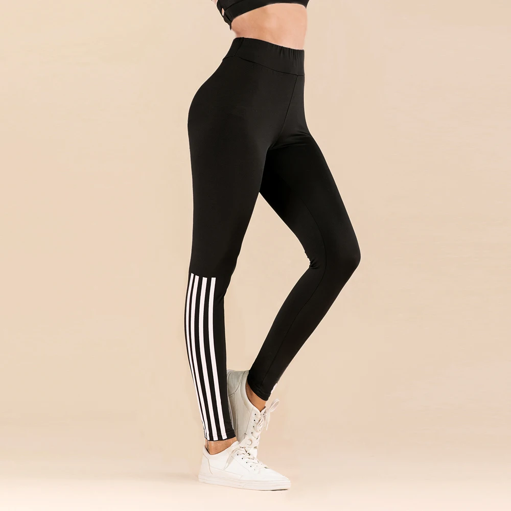 WITHZZ растягивающиеся модные тянущиеся полосатые печатные спортивные Леггинсы с высокой талией женские тренировочные леггинсы