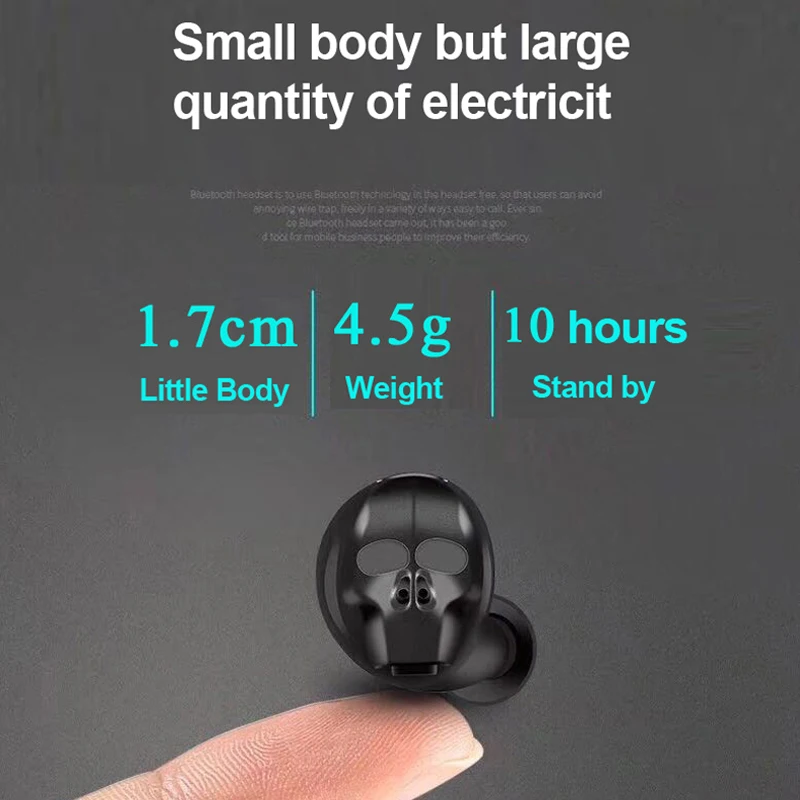 2020 New Skull Bone Bluetooth Earphone with Microphone Noise Cancelling Hi Fi Handsfree Bass Stereo Mini Micro Earbud Earpiece