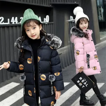 

Kids Winter Jacket Fashion Printed Thick Coat Outerwear Children Clothing Autumn Baby Girls Cute Jacket Furry Fur Hooded Coats