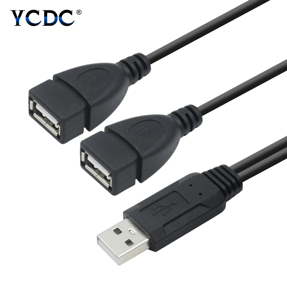 Черный usb кабель для зарядки USB 2,0 A папа-двойной USB 2,0 A Женский адаптер питания кабель для зарядки данных для mp3-плеера HDD SSD планшета
