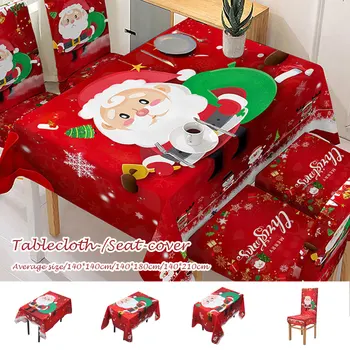 

Christmas Waterproof Tablecloth Chair Cover Printed Elastic Dining Chair Slipcover Stretch Removable Covers Christmas Decor