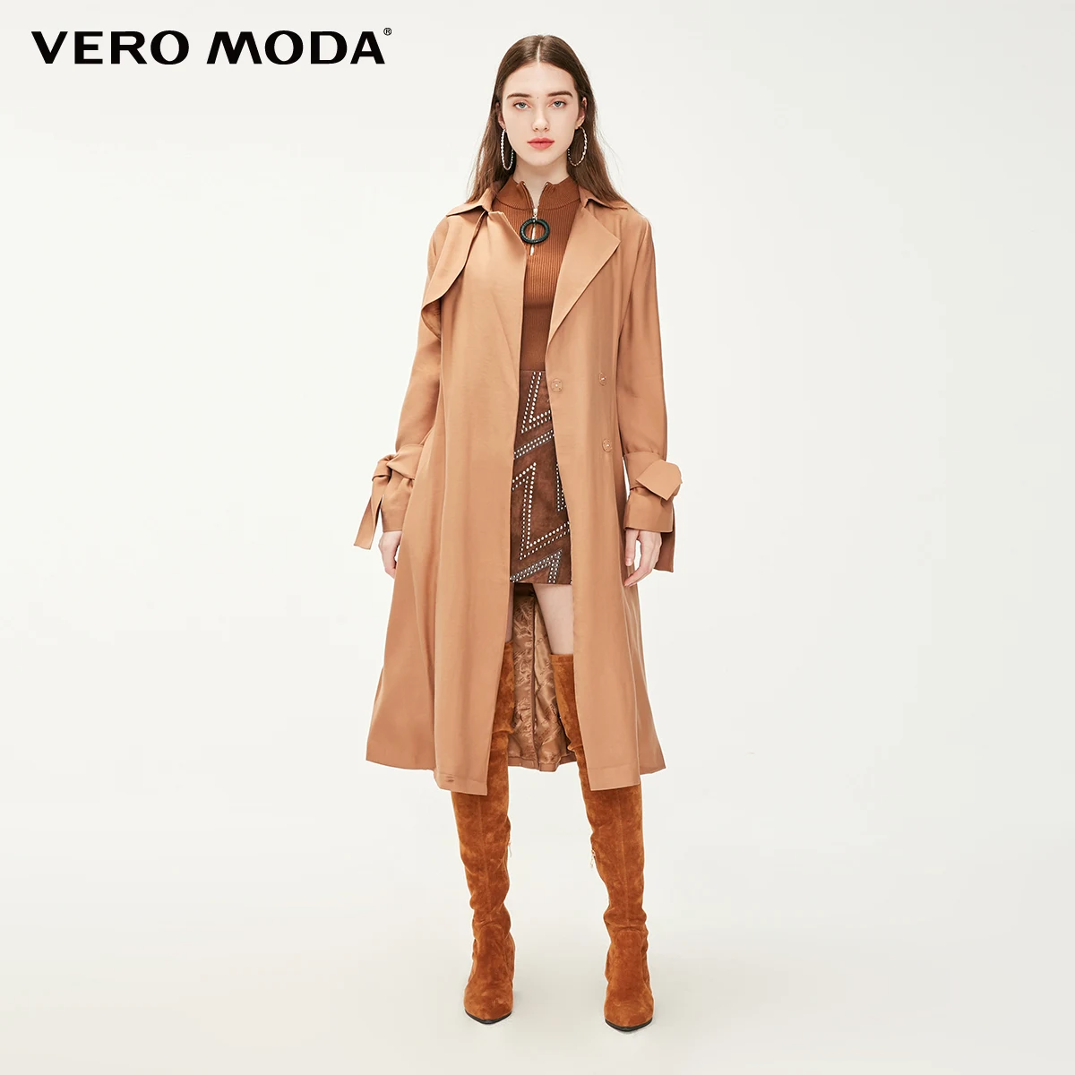 Vero Moda женский OL стиль длинный лацкан минималистский Тренч | 319121523