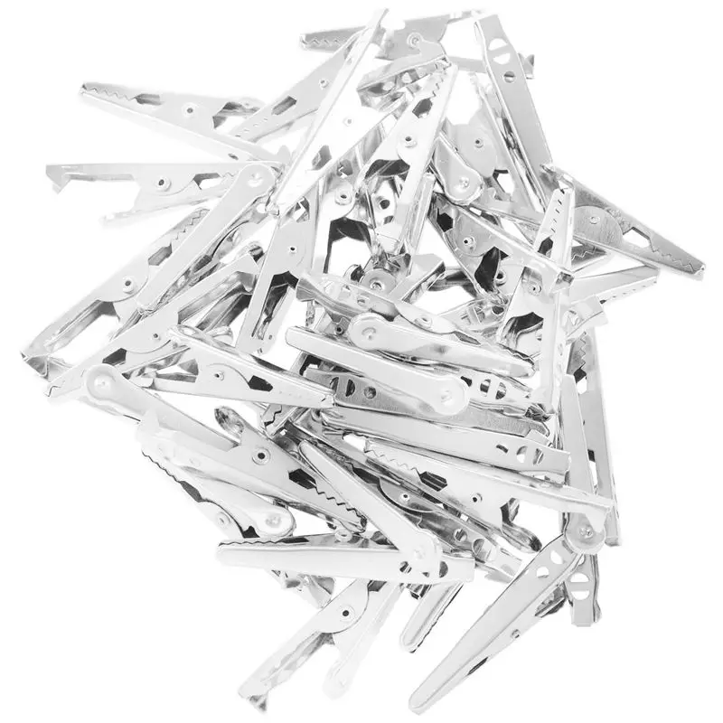 Горячая XD-45pcs мини электрический крокодил/крокодил тестовый зажим челюсти 10x42 мм серебро