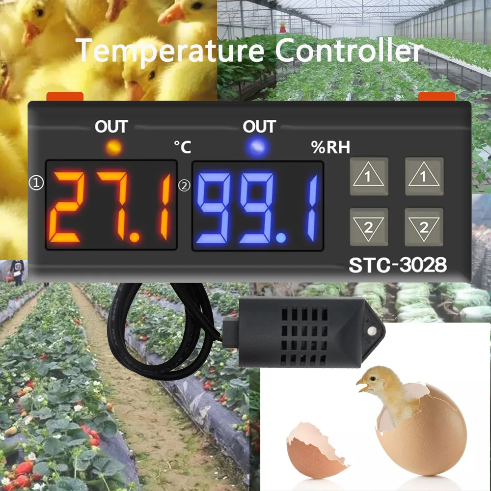 

10pcs STC-3028 Thermostat Temperature Controller Humidity Control Thermometer Hygrometer Controller Thermoregulator 12V/24V/220V