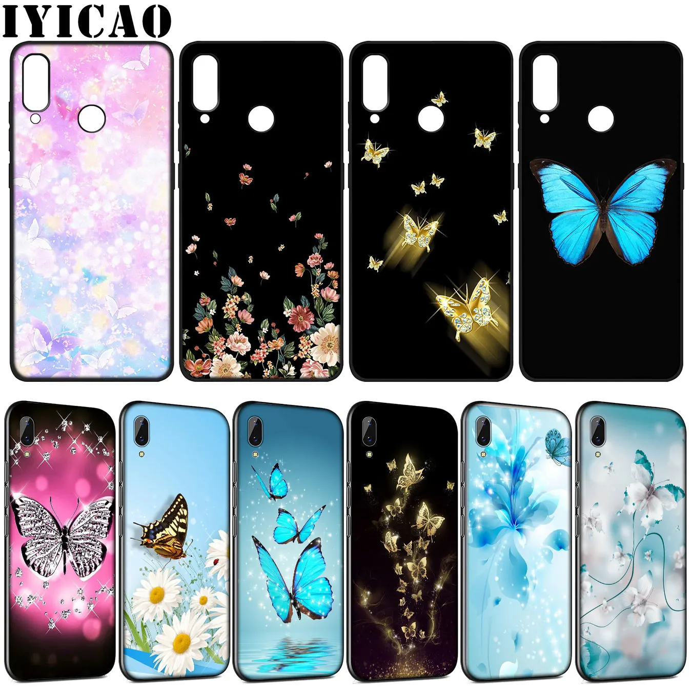 Красивая бабочка цветок мягкий чехол для huawei Y9 Y7 Y6 Prime 2019 2018 Honor 20 10 9 9X 8C 8X8 Lite 7C 7X 7A Pro