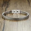 Double Rope Chain Mens Stainless Steel Bracelet silver color Punk Biker Pulseira Masculina Jewelry 8.3