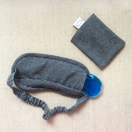 Хлопковая дышащая маска для сна и сна, маска для массажа лица - Цвет: With ice packs
