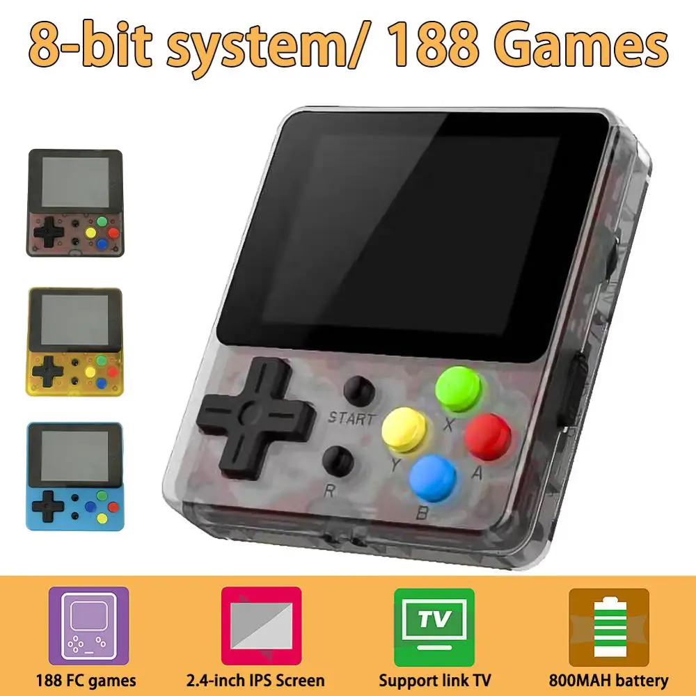 

8-Bit System Handheld Game Console, Portable Video Game 2.4 Inch HD Screen 188 Classic Games,Retro Game Console Can Play on TV