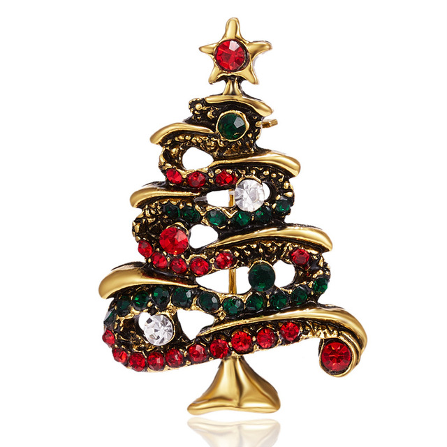 Year Christmas Brooch For Women Fashion Snowman Santa Claus Tree Deer Bell Hat Rhinestone Enamel Cute Jewelry Kids Gifts
