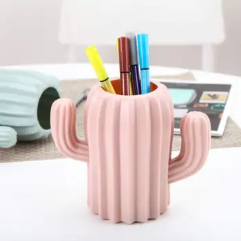 

Cute Cactus Shape Pencil Holder Multifunction Makeup Brush Holder Desktop Pen Organizer Storage Box Office Desk Decoration