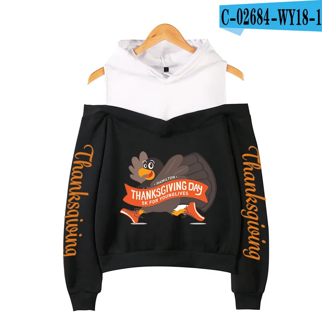 Hari Thanksgiving 2d Wanita Hoodie Sweatshirt Seksi Off Bahu Dipotong Top Harajuku Hoodie Sweatshirt Huruf Cetak Pullover Top Hoodies Kaus Aliexpress