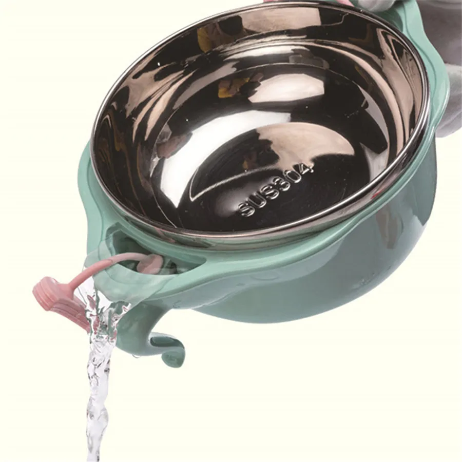 Ruiwjx Children's Tableware Baby Cutlery Set Stainless Steel Anti-Drop Bowl Sucker Bowl Food Supplement Bowl Spoon Set