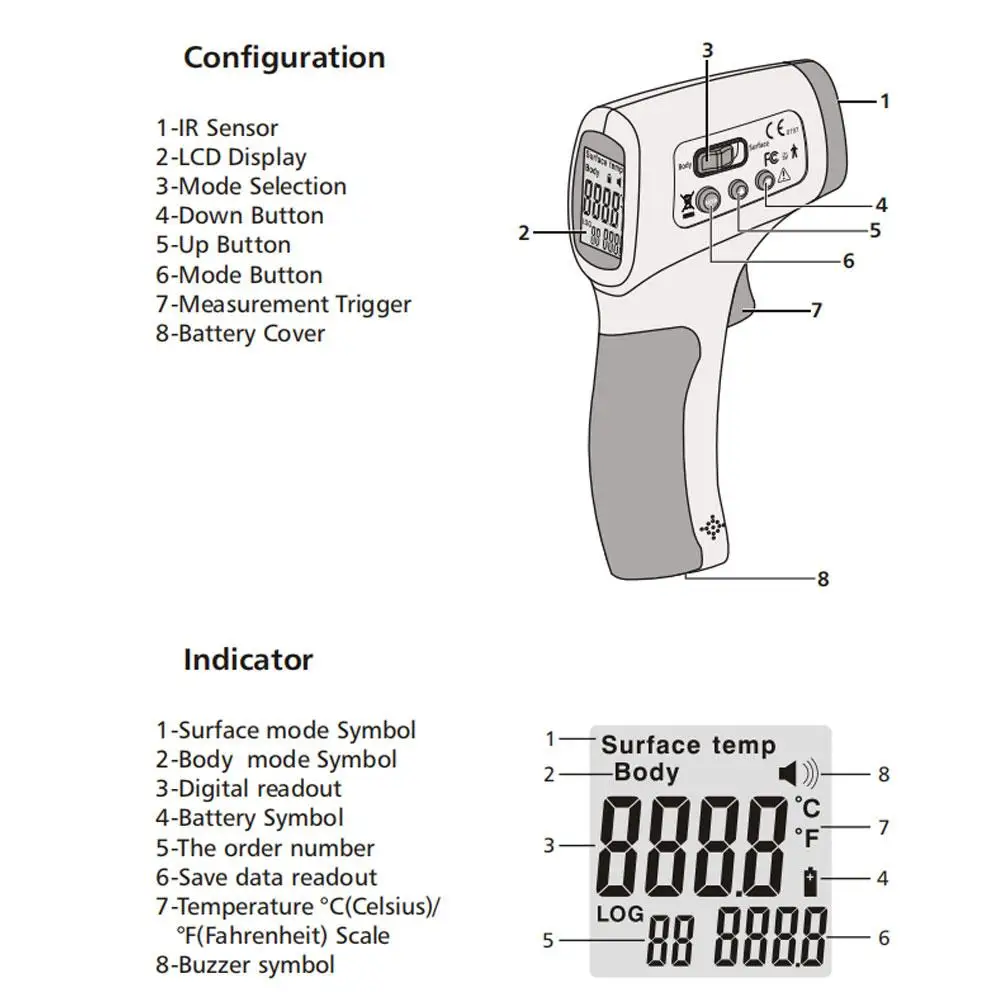 

Non-Contact Forehead Infrared Digital LCD Thermometer Temperature Measure Tool