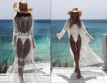 

DHL 100pcs Women Romantic Chiffon Kimono Summer Lace Beach Holiday Cardigan Wrap Long Blouse