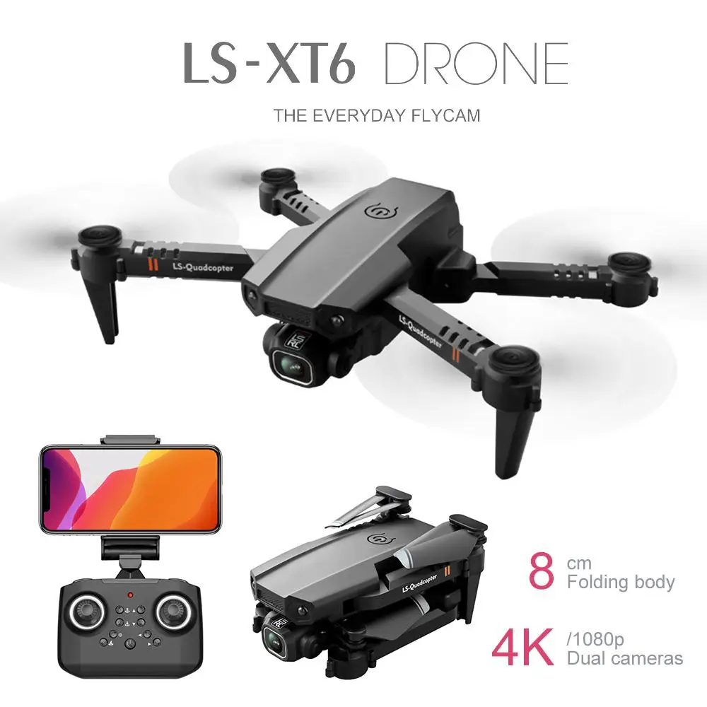 LS XT6 Mini RC Drone 4K 1080P HD Двойная камера Wi Fi FPV давление воздуха удержание высоты