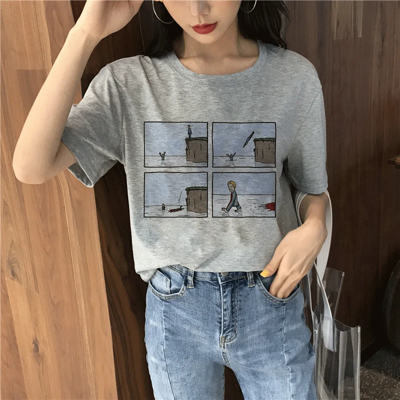 

My Brain My Anxiety Print Gray T Shirt Funny Mischief Spoof Personality Vogue Summer Harajuku Casual Loose Women Tops Clothing