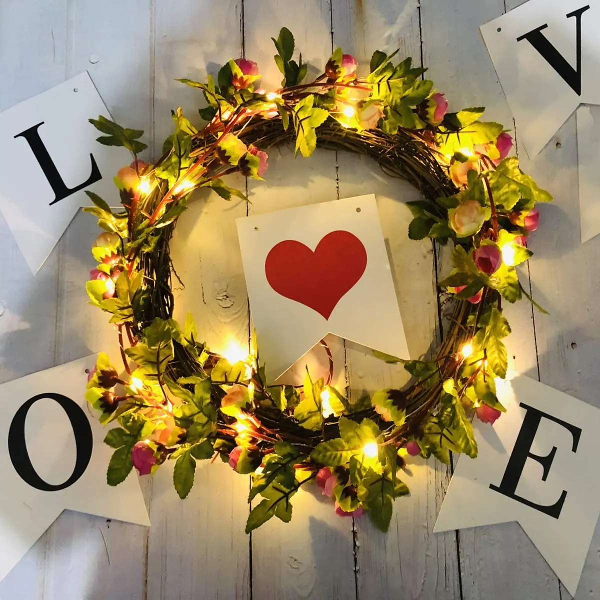 30LED 2.2m Artificial Flower Rose Garland Vine String Lights Fairy Light for Valentine's Wedding Party Garden Craft Decoration | Дом и сад