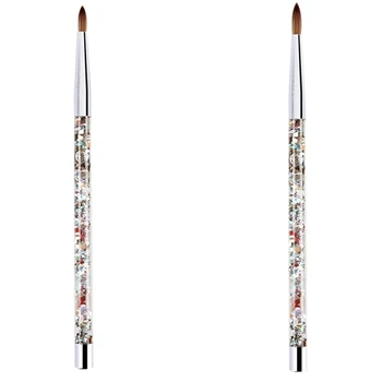 

2Pcs Rose Gold Kolinsky Sable Acrylic Nail Brush with Liquid Flow Glitter Nail Art Brush for Nail Art Tool - 06 & 08