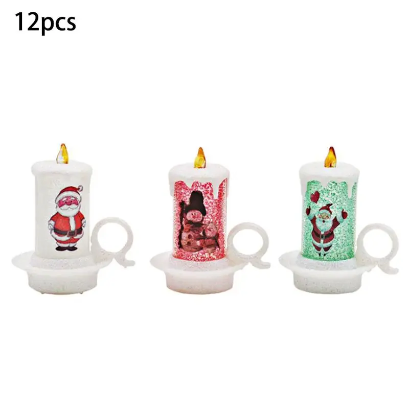 12Pcs Flameless Christmas LED Tea Light Candles Colored Lights for Holiday Decor 634E
