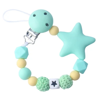

2020 Cute Cartoon Personality Handmade Pacifier Clips Holder Chain Silicone Pacifier Chain Five Star Baby Teether Teething Chain