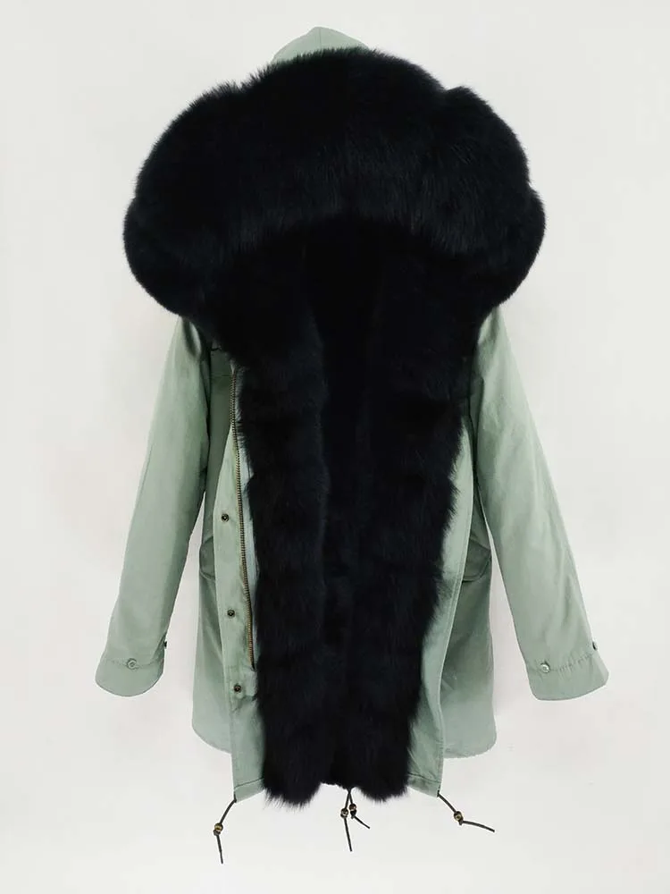 Женское пальто на натуральном меху FURTJY, парка длинная, теплая, с лисьим меховым воротником, съемная подкладка, зимний сезон - Цвет: 18