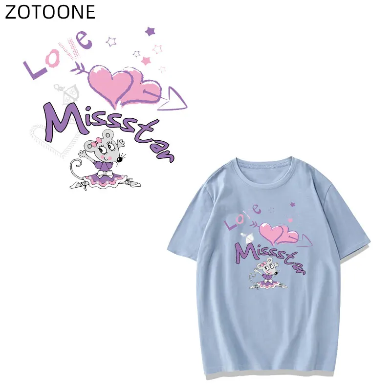 ZOTOONE Iron on Transfer милый патч в виде мыши для одежды рубашка наклейки с надписями