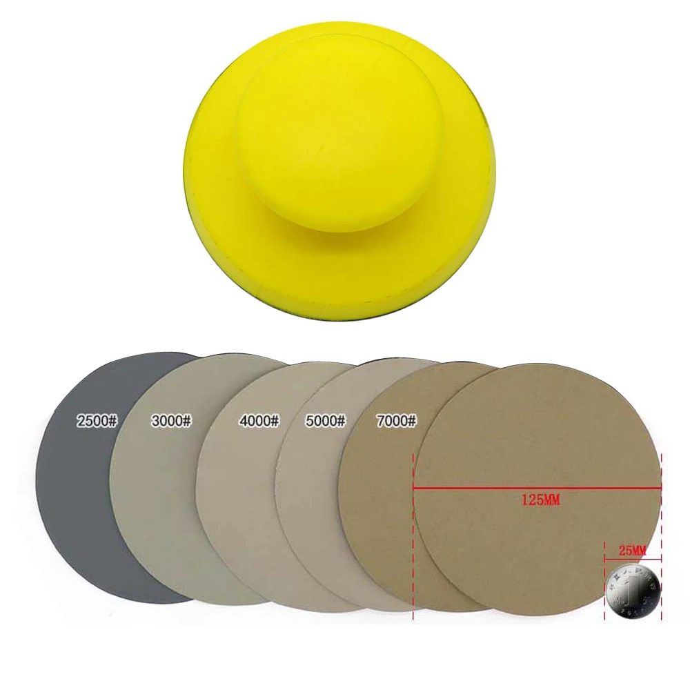 

5 inch Round hand sanding block Sander form + 25pcs set Sandpaper Sanding Disc Hook Loop polishing tools