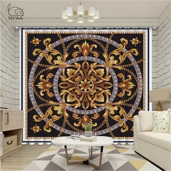 

European Luxury Mandala Gold Windows Treatment Curtains For Living Room Bedroom Flower Ultra-thin Micro Shading Home Decor